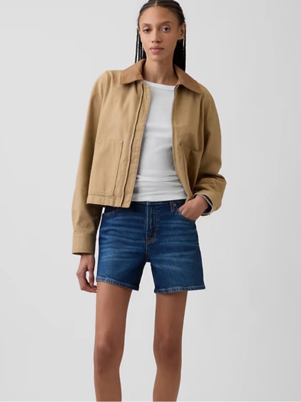 Gap 5" Mid Rise Soft Denim Bermuda Shorts